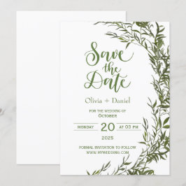 Groene Elopement Trouwdatum Uitnodiging