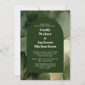 Groene Emerald Olijf Goud Bloemen Boog Huwelijk Kaart (Voorkant)