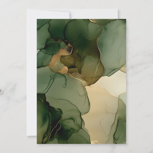 Groene Emerald Olijf Goud Bloemen Boog Huwelijk Kaart (Achterkant)