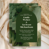 Groene Emerald Olijf Goud Bloemen Boog Huwelijk Kaart