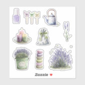 Groene Emmer Lavendel Bloemen Sticker (Vel)