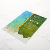 Groene en Aqua blauwe Waterverf bruiloft Folie Uitnodiging (Gedraaid)