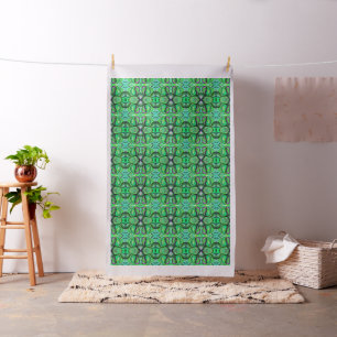 Groene en Aqua Doodle Met Zwarte Lijnen Stof