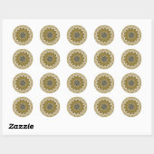 Groene en beige Abstracte bloem Ronde Sticker (Vel)