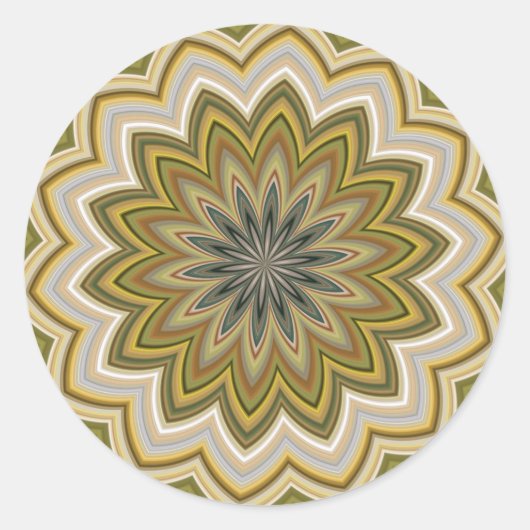 Groene en beige Abstracte bloem Ronde Sticker (Voorkant)