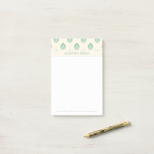 Groene en beige Abstracte bloemen Post-it® Notes (Op bureau)