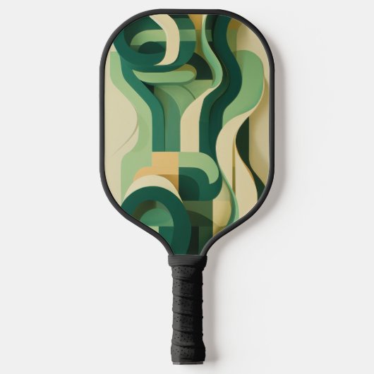 Groene en beige curving vormen pickleball paddle (Voorkant)