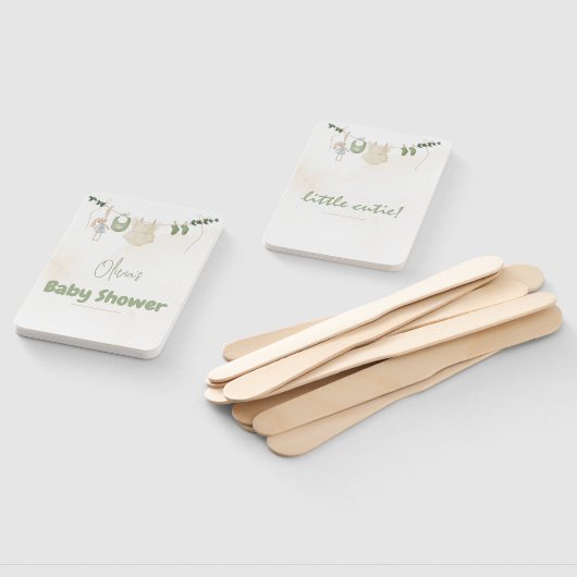 Groene en beige delicate Waterverf Baby shower Handwaaier (Niet-gemonteerd)