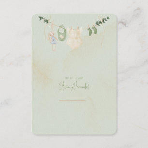 Groene en beige delicate Waterverf Baby shower Informatiekaartje
