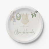 Groene en beige delicate Waterverf Baby shower Papieren Bordje (Voorkant)