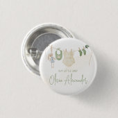 Groene en beige delicate Waterverf Baby shower Ronde Button 3,2 Cm (Voorkant /achterkant)