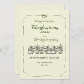 Groene en beige elegante Thanksgiving Dinner Party Kaart (Voorkant / Achterkant)