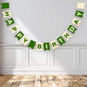 Groene en Beige Gelukkige Verjaardag Vlaggetjes