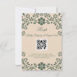 Groene en beige groene bloemen bruiloft RSVP kaartje