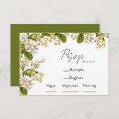 Groene en beige huwelijksmaaltijd keuze & RSVP (Voorkant / Achterkant)