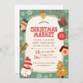 Groene en Beige Illustratieve Kerstmarkt Kaart (Voorkant / Achterkant)