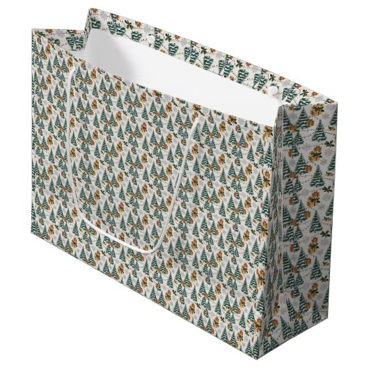 Groene en beige kerst groot cadeauzakje (Voorkant Gekanteld)