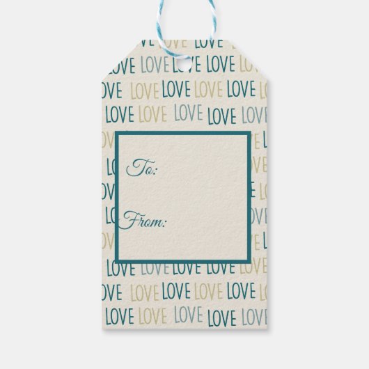 Groene en beige liefdevolle harten cadeaulabel (Achterkant)