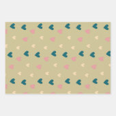 Groene en Beige Loving Hearts set van 3 Inpakpapier Vel (Voorkant 3)
