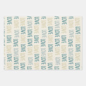 Groene en Beige Loving Hearts set van 3 Inpakpapier Vel (Voorkant)