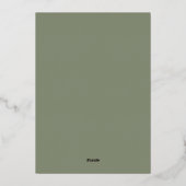 Groene en Beige Neutrale Bruiloft Folie Uitnodiging (Achterkant)