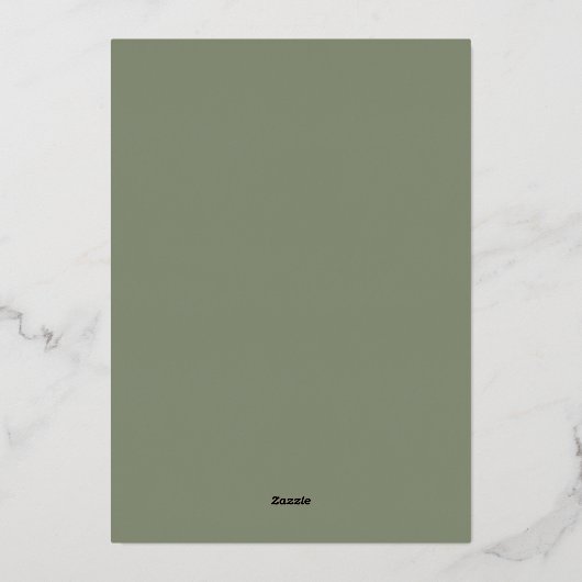 Groene en Beige Neutrale Bruiloft Folie Uitnodiging (Achterkant)