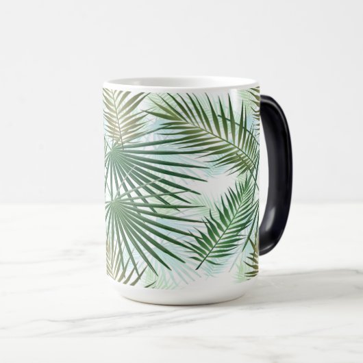 Groene en beige palm tropische bladeren magische mok (Voorkant rechts)