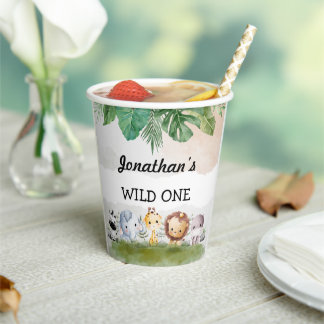 Groene en beige safari wildebras papieren bekers