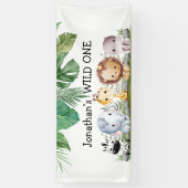 Groene en beige safari wildebras Verjaardag Spandoek (Verticaal)