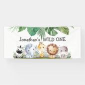 Groene en beige safari wildebras Verjaardag Spandoek (Horizontaal)