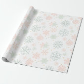 Groene en beige sneeuwvlokken Moderne Kerstmis Cadeaupapier (Uitgerold)