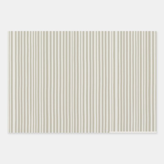Groene en Beige Stipes Kerst Wrapping Paper (Voorkant 3)