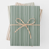 Groene en Beige Stipes Kerst Wrapping Paper (In situ)