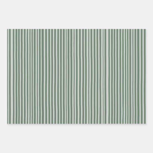 Groene en Beige Stipes Kerst Wrapping Paper (Voorkant)