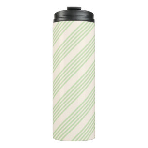 Groene en beige strepen patroon thermische tumbler thermosbeker
