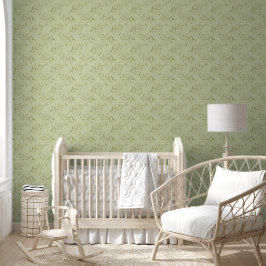 Groene en bessen takken Botanisch patroon Behang