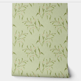 Groene en bessen takken Botanisch patroon Behang