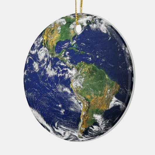 Groene en blauwe aarde keramisch ornament (Links)