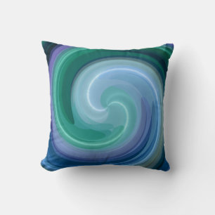 Groene en Blauwe Abstracte Kunst Kussen