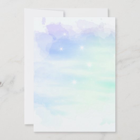 Groene en blauwe Abstracte Waterverf Engagement Pa Kaart (Achterkant)