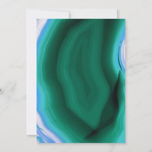 Groene en blauwe agate plak en frame bruiloft kaart (Achterkant)