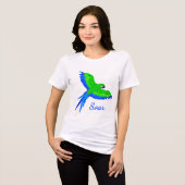Groene en blauwe ara tijdens de vlucht Tri-Blend shirt (Voorkant volledig)