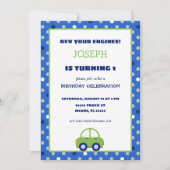 Groene en blauwe auto Kids verjaardagsfeestje uitn Kaart (Voorkant)