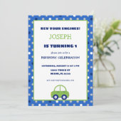 Groene en blauwe auto Kids verjaardagsfeestje uitn Kaart (Staand voorkant)