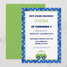 Groene en blauwe auto Kids verjaardagsfeestje uitn