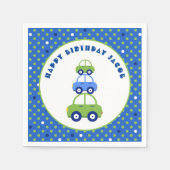 Groene en blauwe auto's Verjaardag Servet (Voorkant)