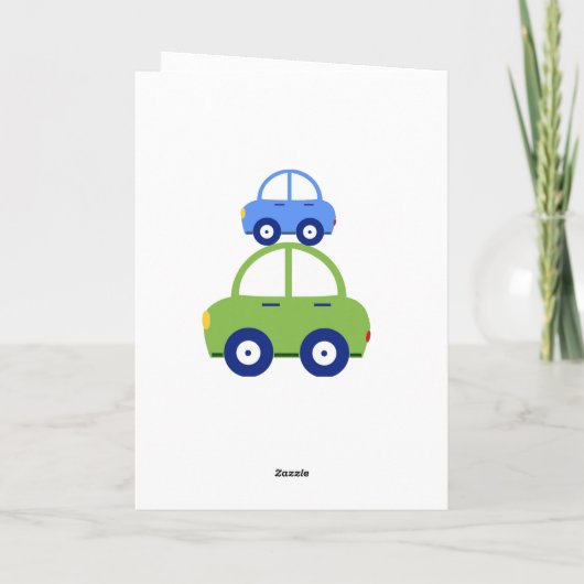 Groene en blauwe auto's Verjaardkaart Kaart (Achterkant)