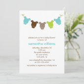 Groene en blauwe babykleding Baby shower Kaart (Staand voorkant)