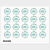 Groene en blauwe badbomlabels ronde sticker (Vel)