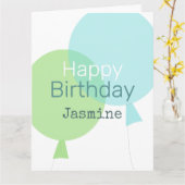 Groene en blauwe ballonnen Happy Birthday personal Kaart (Gele Bloem)